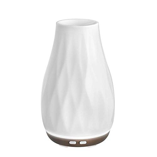 Ellia, Refresh Ultrasonic Diffuser | Essential Oil Aroma Diffuser, Ceramic & Wood, Mood Lighting, 6hr Runtime | White