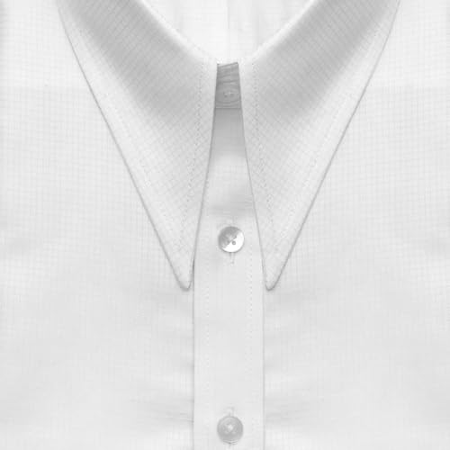 John Clothier Men’s White Dress Shirt Self Design 100% Cotton Long Sleeve Spear Collar Classic Fit 1900's Vintage Fashion3