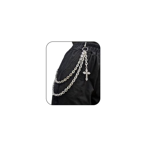Punk Cross Pants Chain for Women Men Vintage Cross Trouser Chain Gothic Wallet Chains Hip Hop Pocket Chains Halloween Jewelry Costume Accessories