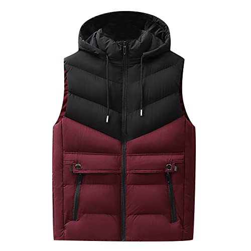 Ymosrh Men's Down Vest Lightweight Winter Vest Thicken Sleeveless Jacket With Hood Coats Puffer Vests Outerwear, L-6XL
