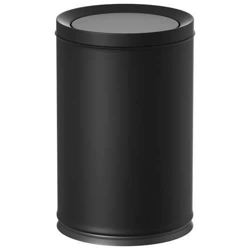 Black Bathroom Trash Can with Swing Lid