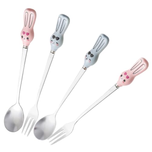 SOLUSTRE 1 Set Utensils Creative Cartoon Stainless Steel Forks and Spoons for Ice Fruits and Desserts Lightweight Travel Friendly Design for Home and Outings