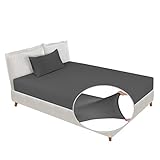 Soft Stretch Twin Fitted Sheet & 1 Pillowcase Set(No Flat Sheet) - Jersey Knit & T-Shirt Feel Microfiber, Super Stretchy for Twin/Twin XL Mattress (Deep: 5"-15"), Wrinkle Resistant, Dark Gray