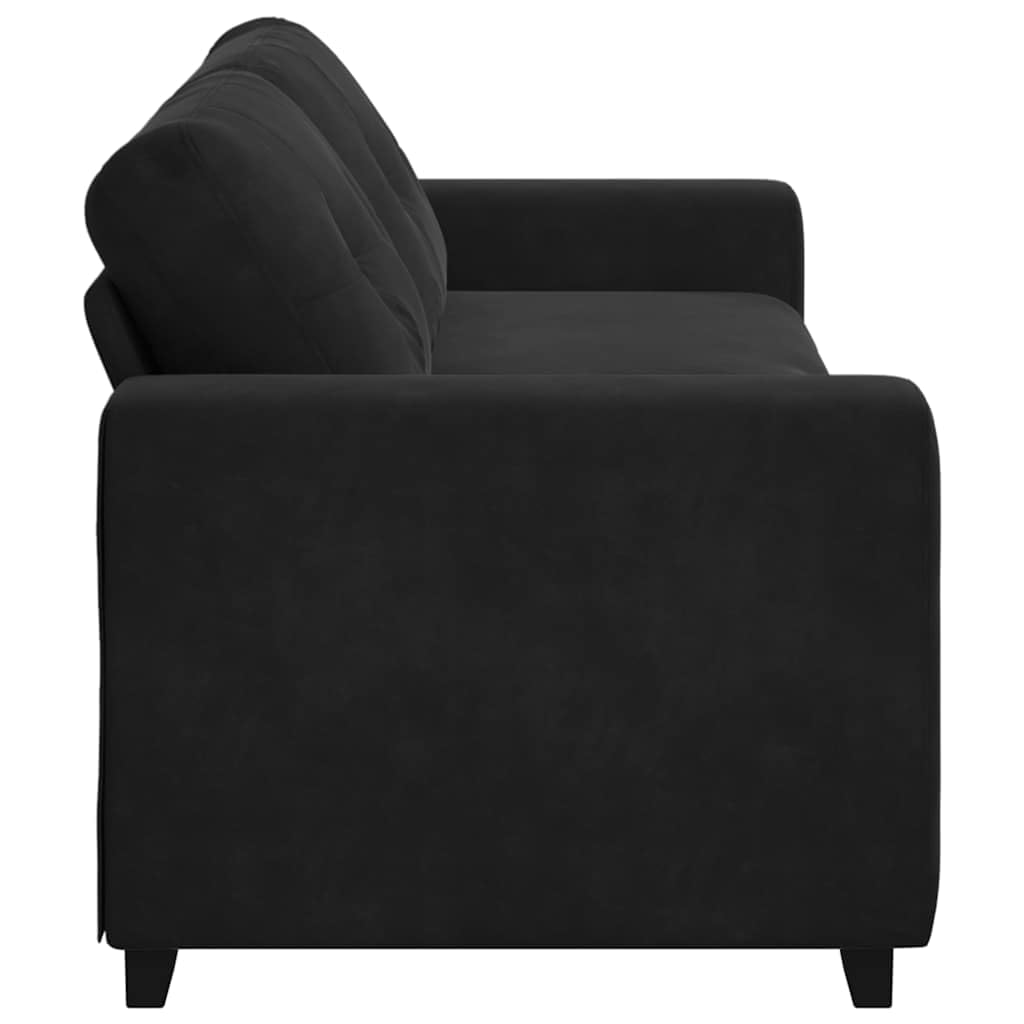 Fengshui Sofa 3-osobowa, czarna, 220 x 78 x 80 cm, aksamit