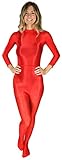 Womens Nylon Glossy Bodystocking (Red, No Crotch)