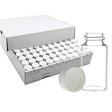 XHPHAPACK 20ml Glass Vials With Screw Caps, 24-400 Screw Neck Assembled With Polypropylene Caps and PE Liners, Leakproof Freezable ，USP Type 1 Borosilicate Glass Bottles with Lids, Pack of 100