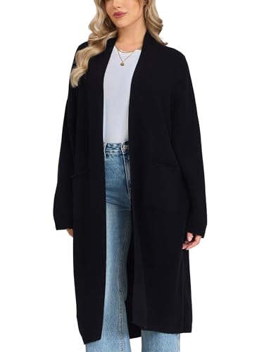 VETLURY Cardigan Lungo Donna in 100% Lana Merino...