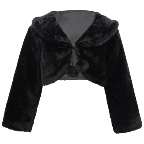Choomomo Kids Girls Long Sleeve Faux Fur Coat Shawl Tippet Wedding Bridesmaid Party Bolero Shrug Jacket