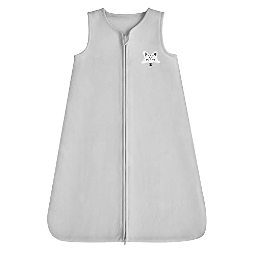 Image of DaysU Micro Fleece Baby Sleep Sack 0-6 Months, 1.0 TOG Baby Sleeveless Wearable Blanket with 2-Way Zipper, Sleeping Bag for Baby Unisex, 1 Pack, Light Grey Fox