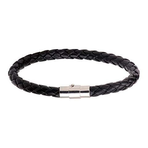 Livecitys Bracelet Braided with Magnetic Buckle Faux Leather Versatile Men Hand Chain for Anniversary Great Gift Idea Black Cover
