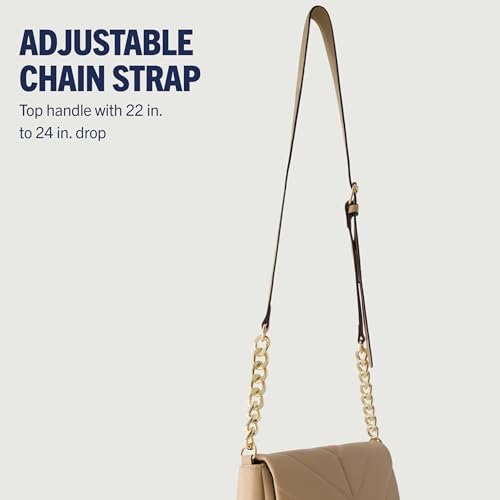 True Religion Women's Crossbody Bag Purse, Quilted Logo Flap Shoulder Handbag with Adjustable Chain Strap4