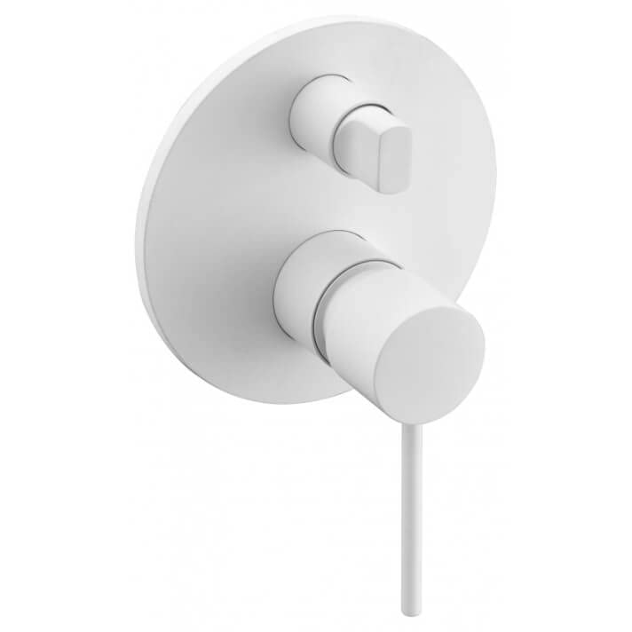 IMEX - Conjunto de ducha empotrada pared con rociador y mango de ducha - Griferia ducha de baño de 2-Vías Serie MILOS STICK GPMS045/BL Blanco Mate