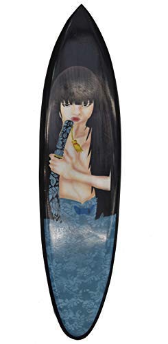 Interlifestyle Tabla de Surf Gesha Guerrera Samurai Mujer Girl Decoración Tabla de Surf 100cm Letrero de Madera Decoración