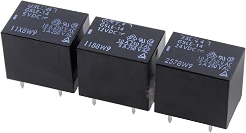 Relé G5LE-14-5VDC de 10A con 5 pines para un control seguro de corriente continua, 2 uds