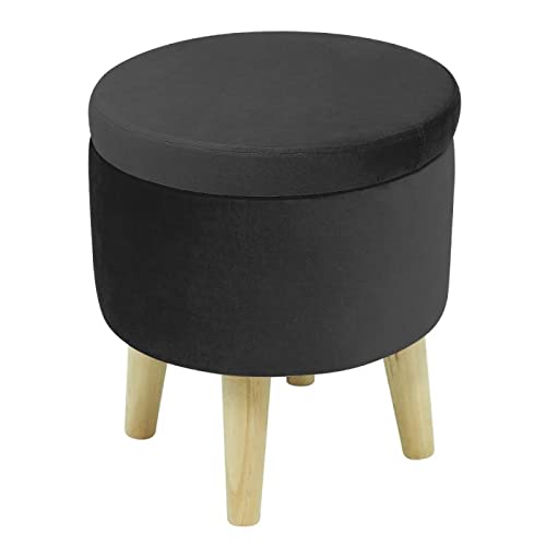 Pouf Contenitore Rotondo Creativo, Sgabello ottomano in Velluto con Coperchio, Contenitore e piedin