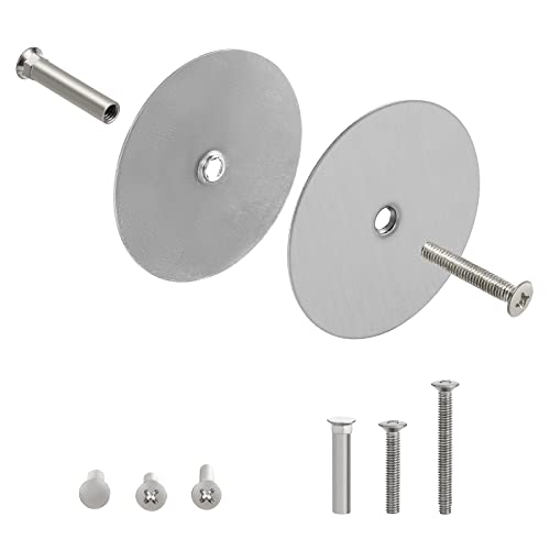 NAUBEA 1 Pack Door Hole Cover Plate Brushed Satin Nickel Deadbolt Cover Plate 2 5/8 Diameter Round Door Knob Hole Filler Plate 1 and 1.5 Screws Reinforcer Locks and Doors for Home Security