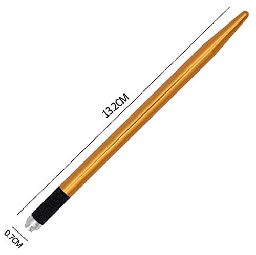 XIAOYU 10 Pieces Microblading Pens Kit Light Manual Fog Tattoo Eyebrow Pens for Makeup Handmade Eyebrow Tool Supplies(Gold) - Image 3