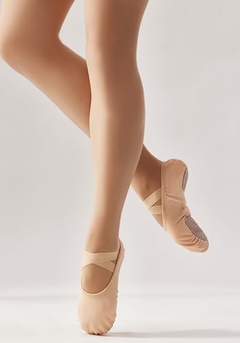 SANGEESON Women's Ballet Shoes Stretch Canvas Dance Slippers2