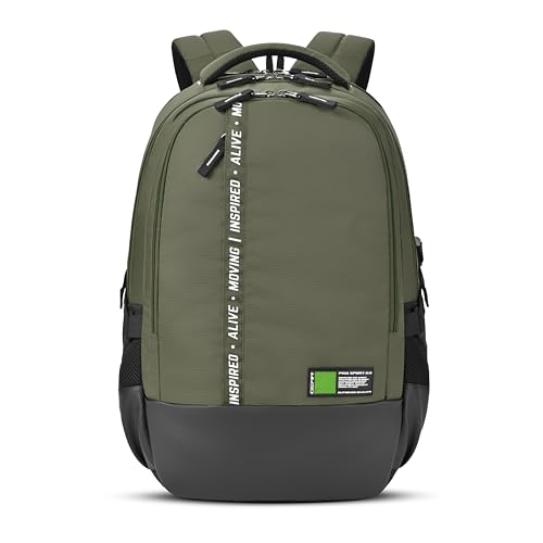 Image of Gear Inspired 19 inch /36L Large Water Resistant School Bag | Casual Backpack | Daypack | Travel Backpack | Kids Bag for Boys /Girls (Olive - Black)