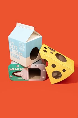 Kit 3 Casas de Gato: Leite, Queijo e Lata Sardinha