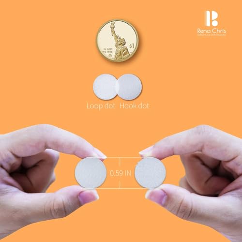 Image of Self Adhesive Dots, 0.59 inch Hook and Loop Circles, 300 Pcs Round Fasteners with Strong Adhesive Backing, Waterproof Nylon for Classroom, Office & Home (White)