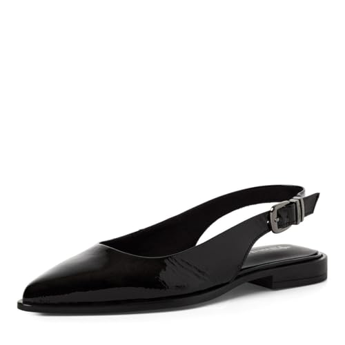 Tamaris Damen Sling Pump flach Leder schwarz 39 EU