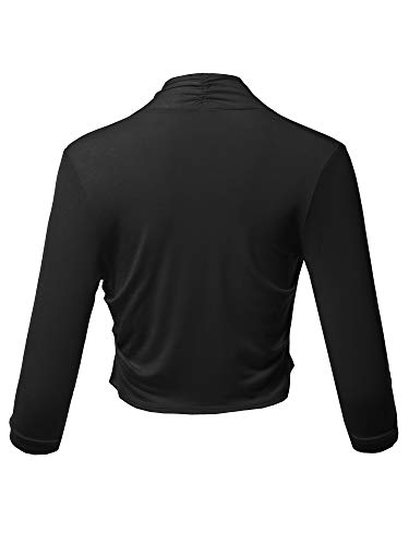 SSOULM Women's 3/4 Sleeve Open Front Bolero Shrug Cardigan with Plus Size3