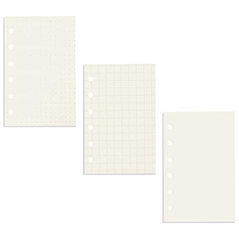 3 Pack A7 Refill Paper Binder Refillable Paper 6 Holes Notebook Refills Paper Loose Leaf Paper for 6-Ring Notebook Planner Binder, 40 Sheets per Pack, Total 120 Sheets Cover