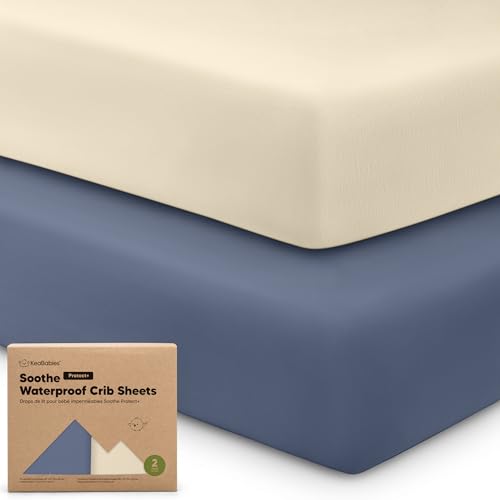Image of 2-Pack Waterproof Crib Sheets for Boy, Girl - Organic Cotton 52X28 Fitted Crib Sheets Neutral,Crib Mattress Protector Sheets,Soft Toddler Bed Sheets,Washable Infant Fitted Baby Crib Sheets(Maritime)