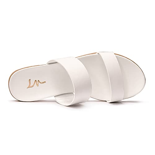 Image of LM Women's Slide Sandals Two Band Slip On Flat Sandals Casual Summer Sandals