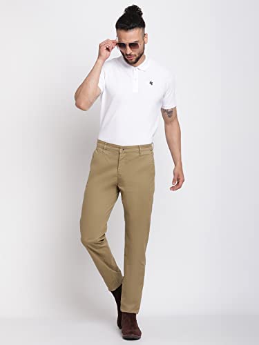 Image of Cantabil Men's Cotton Blend Solid Polo Neck T-Shirt (Regular Fit)