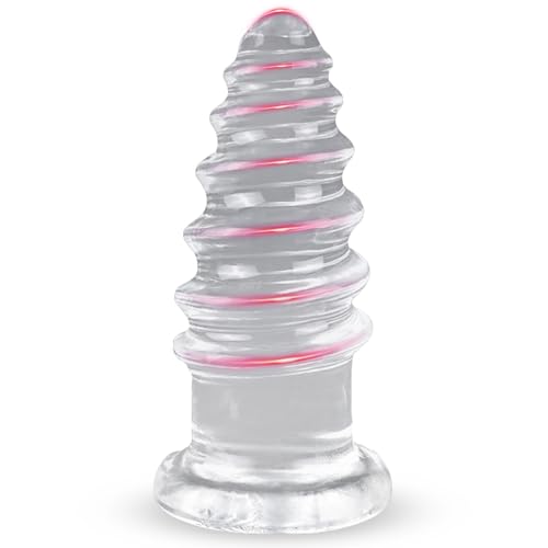 BDSMYEE Schraubentyp Anal Dildo Dildoschwanz für Männer,Sexspielzeug für Frauen,Analdildos Herren Erotisches Sexspielzeug für Paare Extrem Sex,Buttplug für Analverkehr mit Saugnapf (Transparent, M)
