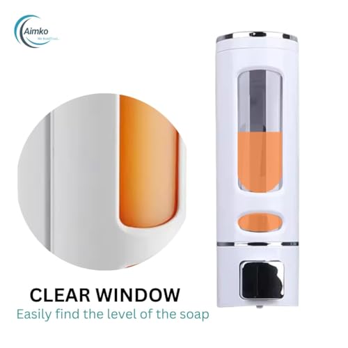 Image of 400 ML Wall Mounted Soap Dispenser | ABS Material with Transparent Liquid Indicator, Ideal Hand Wash Dispenser Bottles | Ideal for Wash Basin or Kitchen Sink | Home | Office (White)