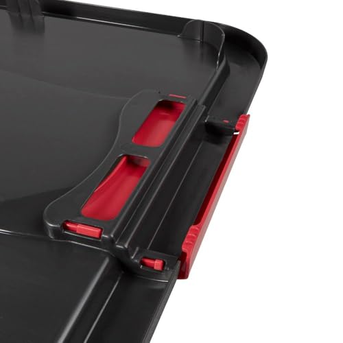 keeeper Transportbehälter mit Deckel und Schiebeverschluss, Extra Stabil, 59,5 x 39,5 x 34 cm, 52 l, Eckhart, Graphit Grau, Pastellrosa
