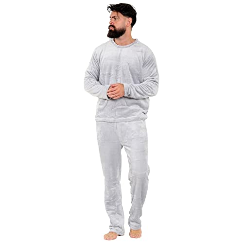 A2Z Mens Pyjamas Soft Warm Fleece Twosie Adults Crew Neck Long Sleeves Pyjamas 2 Piece Gift Set Size S-2XL3
