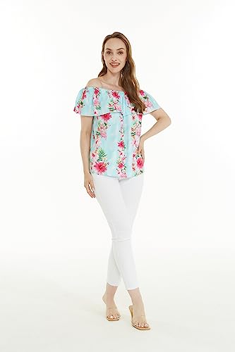 Image of Hawaii Hangover Family Matching Clothes, Pink Hibiscus Vine Turquoise | Family matching Hawaiian outfits, Pink Hibiscus Vine Turquoise, lightweight rayon, machine washable, tropical floral print