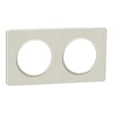 Schneider Electric - Odace Touch - PLQ Kvadrat Kreide/Weiß, 2 Stellen, horizontal oder grün. Abstand 71 mm – S520804KW