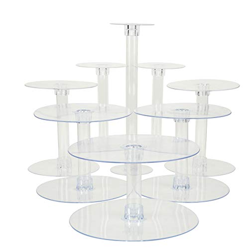 8 Tiers Clear Round Crystal Acrylic Cupcake Stand - Tiered Dessert Food Display Serving Tower Birthday Party Wedding