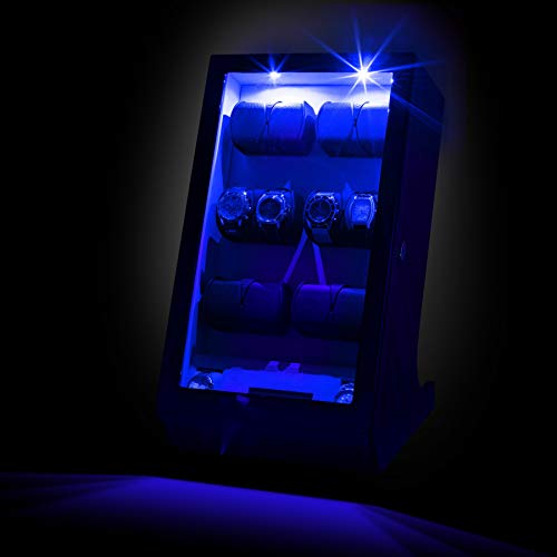 12 Watch Winder with 2 Storage Space, Customisable Winding Mode and Backlight (Ebony + Grey) - Thumbnail 4