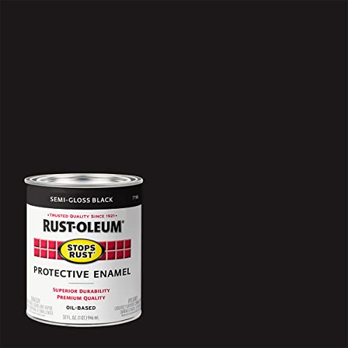 Image of Rust-Oleum 7798502 Stops Rust Brush On Paint, Quart, Semi-Gloss Black