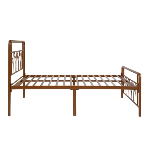 Image of Jexx Metal Single Size Bed Without Storage | Wrought Iron Single Bed with Headboard & Footboard| Sturdy Powder Coated Platform Cot for Bedroom, Living Room, (Jexx Brown)