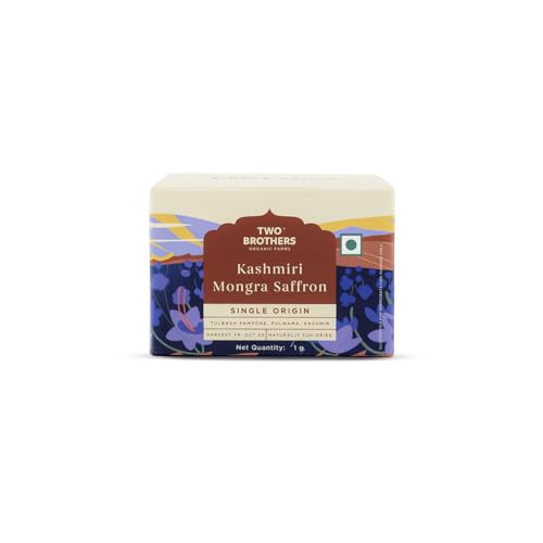 Image of TWO BROTHERS ORGANIC FARMS Kashmiri Mongra Saffron (1g) | Premium, Hand Harvested & Sun Dried | Rich Aroma, Boosts Immunity, Aids Digestion & Enhances Skin Health