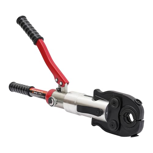 RustyVioum Hydraulic Copper Tube Fittings Crimping Tool with 1/2\" 3/4\" 1\" Jaws, 360° Rotatable Crimp Head Copper Pipe Crimping Tool for 1/2\", 3/4\", and 1\" Coppers Pipes