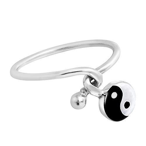 Aeravida Beautiful Eternal Duality Yin and Yang Twisting .925 Sterling Silver Band Ring | Tiny Wedding Rings For Women | Trendy Comfort Fit Silver Rings for Women | Gift for Daughter | Sterling Silver Rings Sizes (7-10)2