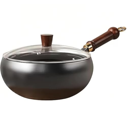MIDUOLAI Glass Lid,24cm,SartéN De Hierro Japonesa, SartéN De Hierro Antiadherente Japonesa Forjada A Mano Sin Revestimiento, para Cocinas De InduccióN Y Gas, CoccióN Natural