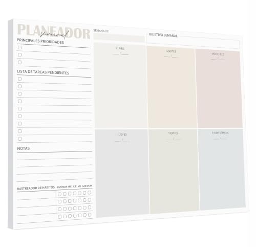 BIROYAL Planificador Semanal A4 con Habit Tracker, Weekly Planner 50 Págs Sin Fecha - Organizador semanal con To-Do List y TOP 3 - Agenda Semanal - Agenda Organizador para Oficina, Escuela y Familia BIROYAL Planificador Semanal A4 con Habit Tracker, Weekly Planner 50 Págs Sin Fecha - Organizador semanal con To-Do List y TOP 3 - Agenda Semanal - Agenda Organizador para Oficina, Escuela y Familia