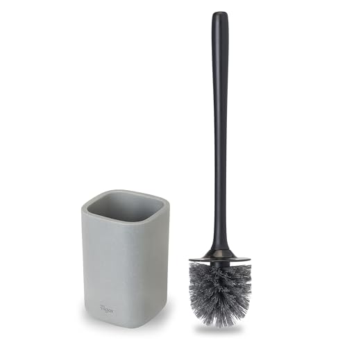 Image of Vigar Zense Toilet Brush and Holder Set, Polyresin Stone, Concrete
