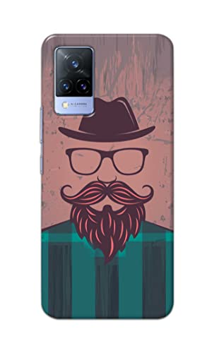 Image of PRINTFIDAA Man Icon with Beard Shirt Hipster Printed Designer Hard Case for Vivo V21 (5G) Back Cover -(e) RPM1001