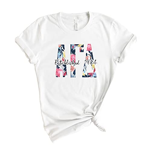 AGD Alpha Gamma Delta Floral Block Sorority T-Shirt White