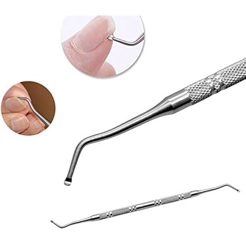 DNHCLL Stainless Steel Armor Remover Paronychia Cuticle Pedicure Double Head Nail Groove Scoop Tick Orthodontic Nail Toenail Toenail Pick Tool, Remove Dirt From Your Nails Cover